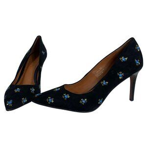 COACH Prairie Suede Embroidered Floral Pumps Womens SZ 7B FG1356 NWOB